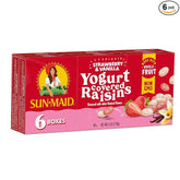 Strawberry & Vanilla Yogurt Coated Raisins - (6 Pack) 1 oz Snack-Size Box - Yogurt Covered Dried Fruit for Lunches and Back to School S